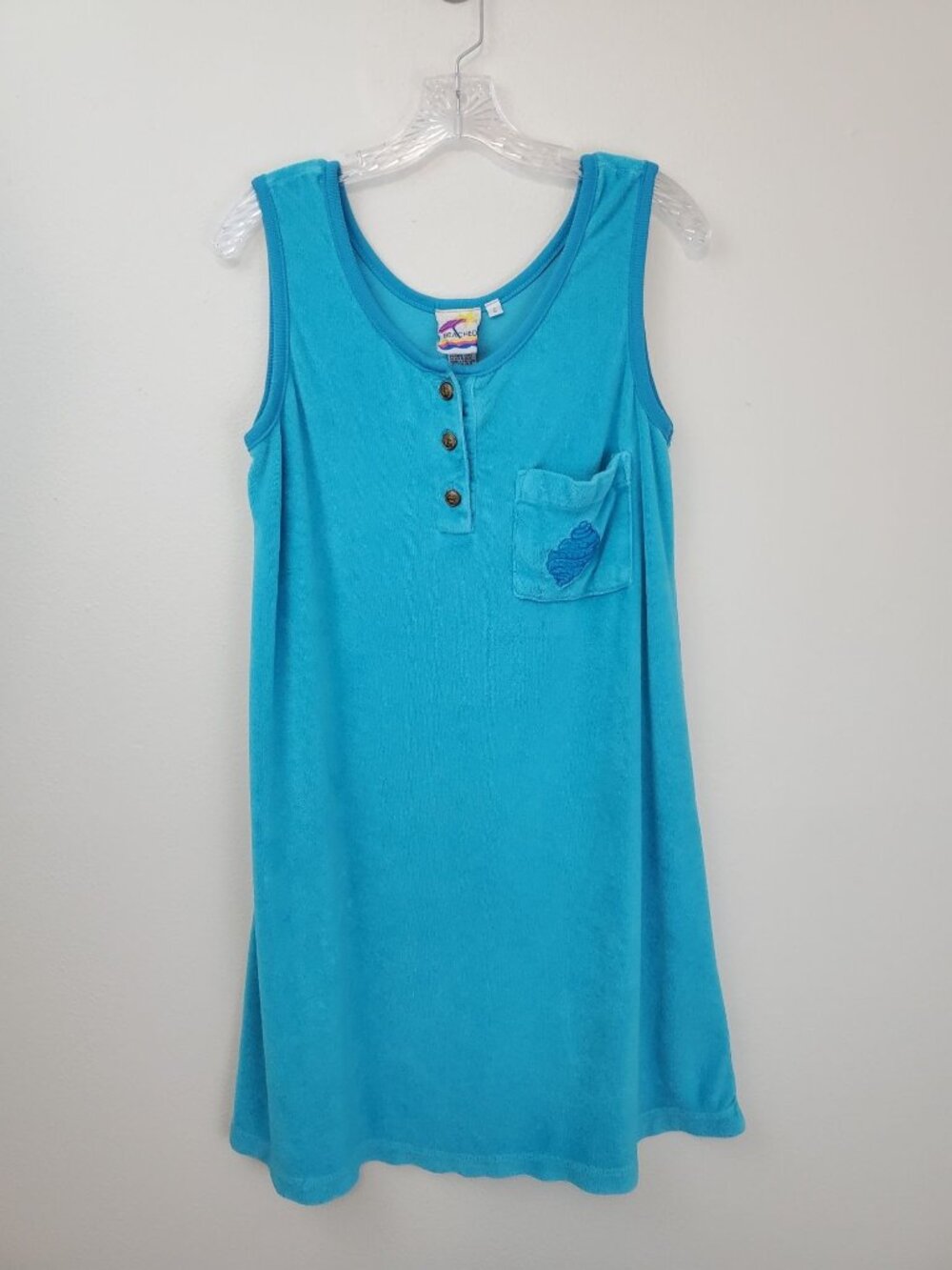 Beached vintage blue terry cloth cover-up dress